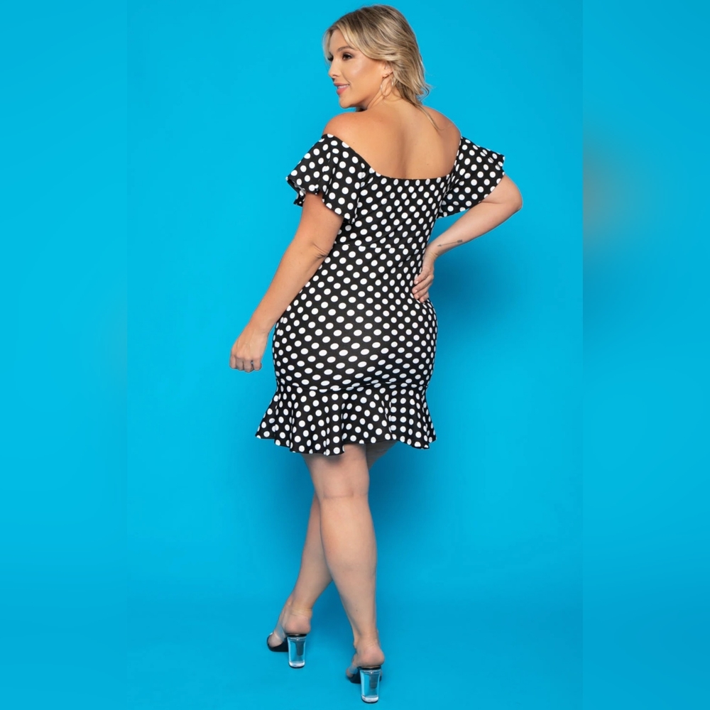 NEW NWOT CurvySense Plus Size Amika Polka Dot Black Dress Size 4XL - Picture 5 of 7